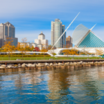 Milwaukee landscape view from Lake Michigan.