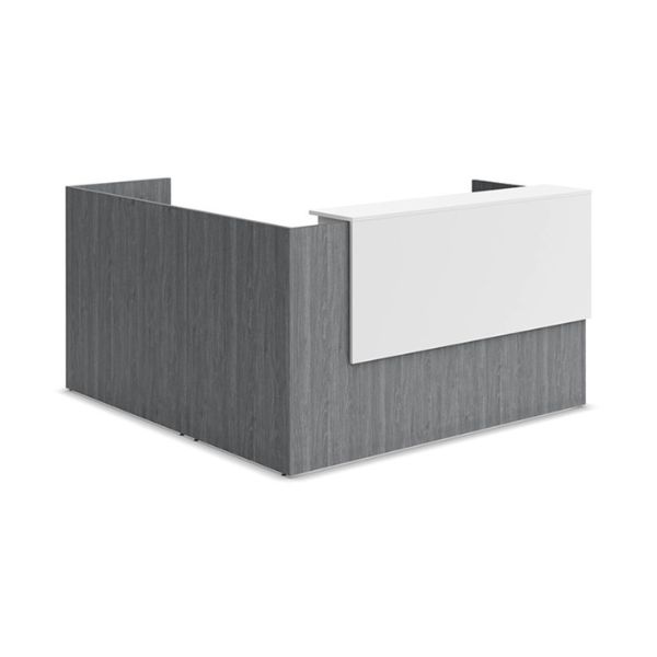 CLALD1056NNPGWHT, 73x72 L Shape Reception Station with Deluxe Transaction Top - Newport Gray