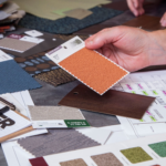 Image of a person holding a fabric swatch