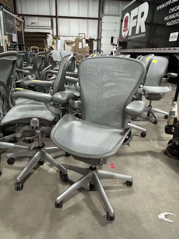 Used Herman Miller Aeron mesh chair in Smoke Zinc