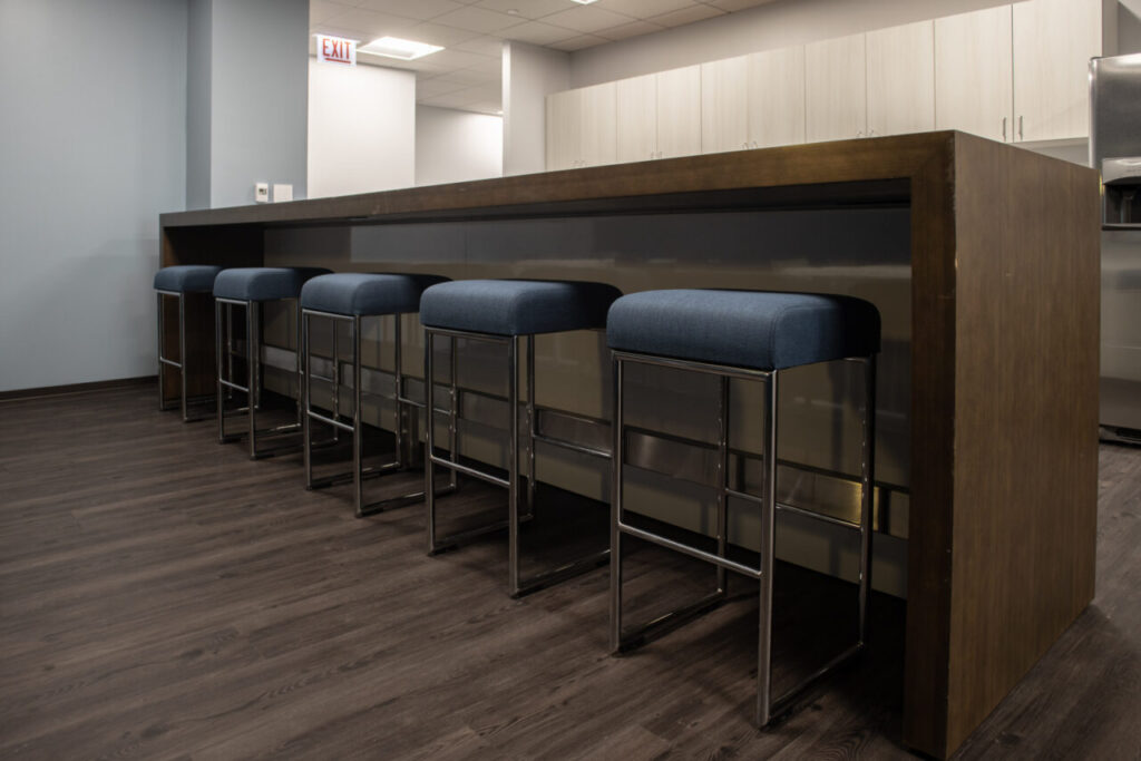 Used office furniture stools and table