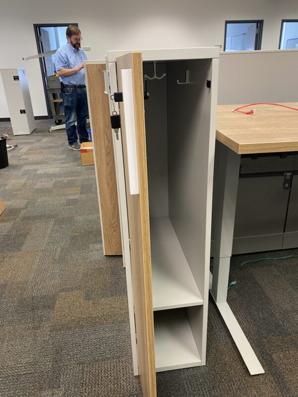 Used Storage Cabinet Tower in White & Light Oak - Image 2