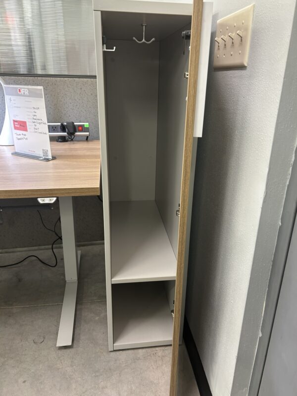 Used Adjustable Standing Desk in White & Light Oak - Image 2