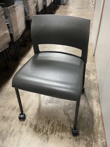 Used Steelcase Move Mobile Stacking Chair with Vinyl Cushion - Image 2