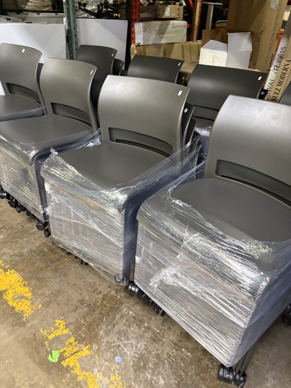 Used Steelcase Move Mobile Stacking Chair with Vinyl Cushion - Image 3