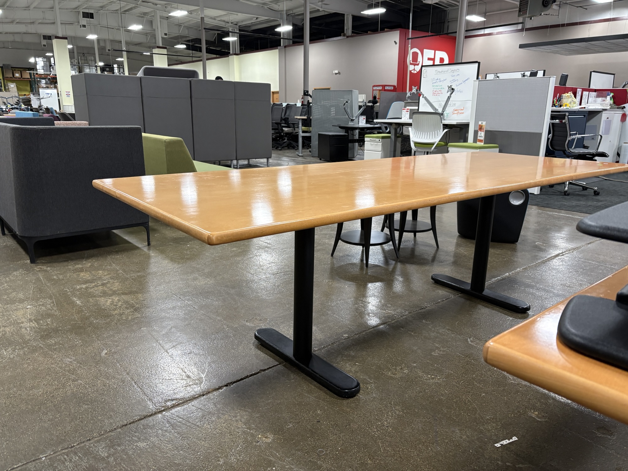 Used 36" x 96" Rectangular Table in Light Honey + Black - Image 3