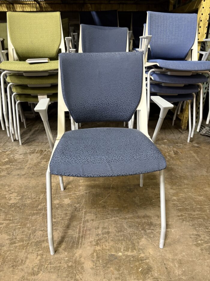 Used Haworth Very Stacking Side Chair in Dark Blue + White - Image 2