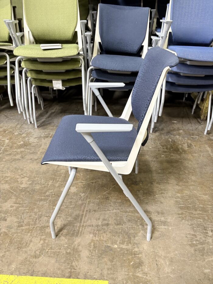 Used Haworth Very Stacking Side Chair in Dark Blue + White - Image 3