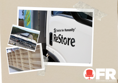 Office Furniture Resources helped facilitate a furniture donation of over 300 lightly used office furniture items such as lounge seating, task seating, and bookshelves to Triangle Restores in North Carolina