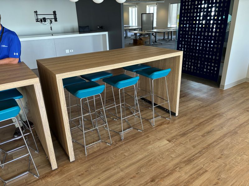 Bar stools in an office space