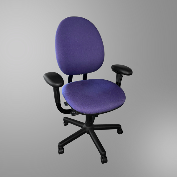 A purple used Steelcase Criterion desk chair available on sale at Office Furniture Resources, a full-service furniture dealership with retail showroom locations in Chicago, Milwaukee, Madison WI.