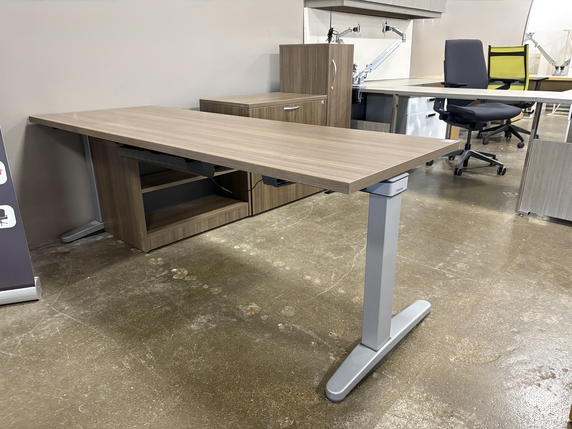 Used Steelcase Height Adjustable Desk with Bookcase, Lateral File, & Tower - Image 2