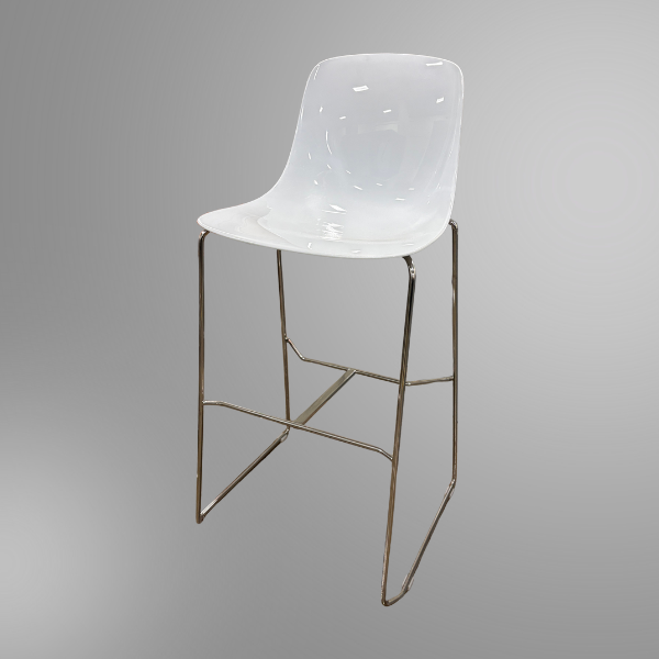 A used white molded seat barstool available at Office Furniture Resources.
