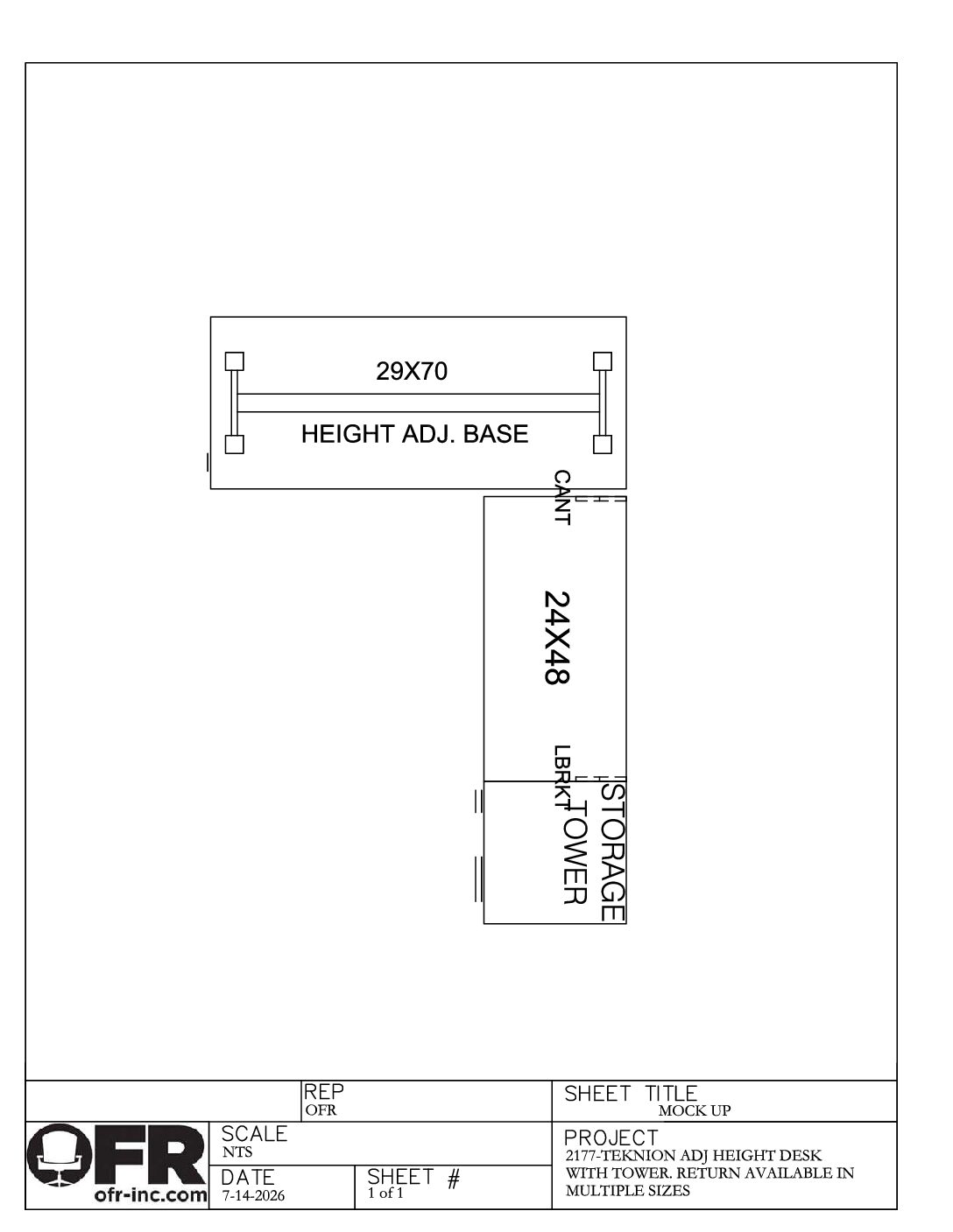 Used Teknion Height Adjustable Desk with Return & Storage Tower - Image 6