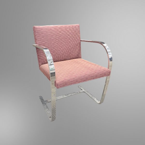 Used Knoll Brno Chair Flat Bar - Red Pattern Upholstery