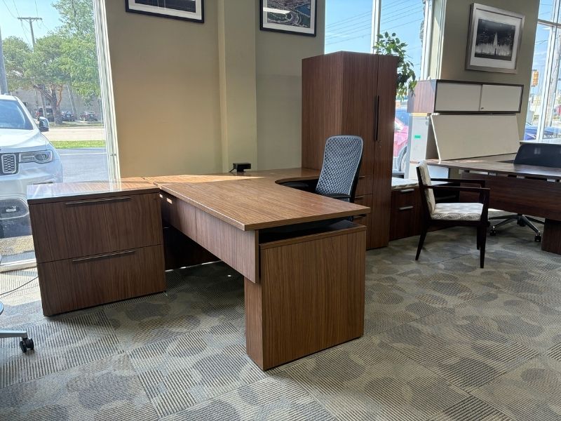 Used Allsteel L-Shape Height Adjustable Desk with Memory Control - Image 2