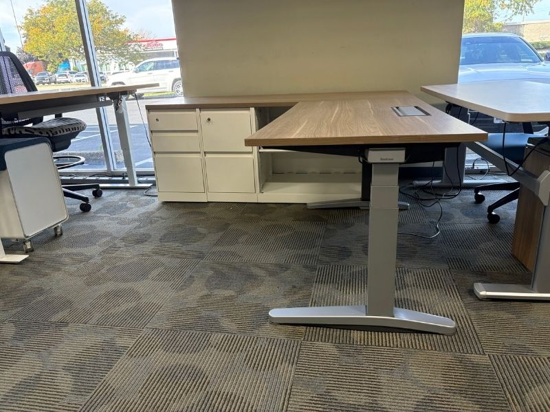Used Steelcase Height Adjustable Desk with Credenza - Image 2
